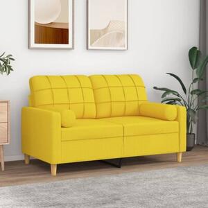 Sofa 2-osobowa z poduszkami, jasnoÅ¼Ã³Åta, 120 cm, tkanina