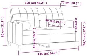 Sofa 2-osobowa z poduszkami, taupe, 120 cm, tkanina
