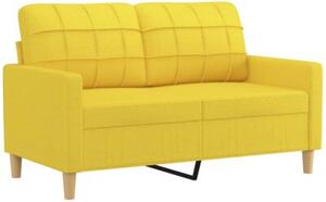Sofa 2-osobowa z poduszkami, jasnoÅ¼Ã³Åta, 120 cm, tkanina