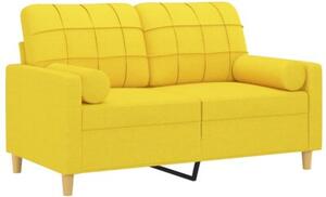 Sofa 2-osobowa z poduszkami, jasnoÅ¼Ã³Åta, 120 cm, tkanina