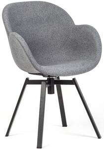 Obrotowe krzesło tapicerowane z podłokietnikami MALMO - ciemny szary
