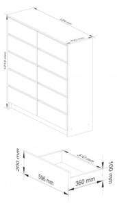 Komoda do salonu, sypialni, STILO, 10 szuflad, 120x40x121 cm, dąb craft, mat | TYLETEGOTU