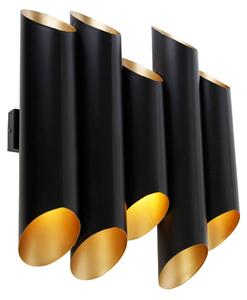 Kinkiet / Lampa scienna czarny ze złotym wnętrzem 10 punktów - Whistle Oswietlenie wewnetrzne