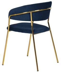 Krzesło glamour welurowe na złotych nogach GOMA - granatowy