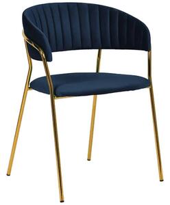 Krzesło glamour welurowe na złotych nogach GOMA - granatowy