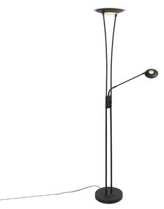 Nowoczesna lampa podłogowa czarna z LED z ramieniem do czytania - Ibiza Oswietlenie wewnetrzne