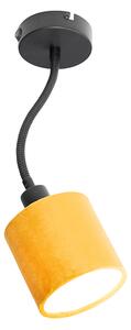 Kinkiet / Lampa scienna czarny z kloszem żółtym przełącznikiem i ramieniem fex - Merwe Oswietlenie wewnetrzne