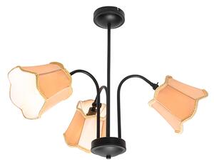 Klasyczna lampa sufitowa czarna ze złotym kloszem 3-punktowa - Nona Oswietlenie wewnetrzne