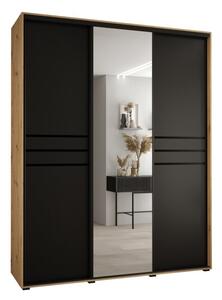 Szafa przesuwna wysoka Davos 11 200, gł. 60 cm artisan + czarny + czarny