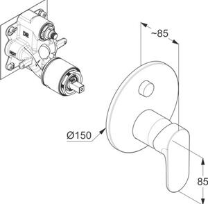 Bateria wannowa podtynkowa KLUDI X1 327590575 Chrom