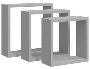 Półki ścienne kostki, 3 szt., szare, mdf