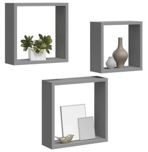 Półki ścienne kostki, 3 szt., szare, mdf