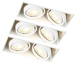 Set van 3 inbouwspots wit GU10 kantelbaar trimless 2-lichts - Oneon Oswietlenie wewnetrzne