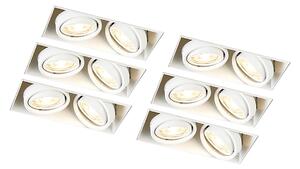 Zestaw 6 reflektorów wpuszczanych białych GU10 uchylnych bez wykończenia 2 oprawy - Oneon Oswietlenie wewnetrzne
