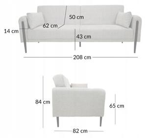 Sofa wypoczynkowa kanapa rozkładana do spania s104 dalia szenil j. szary