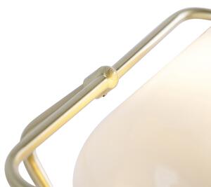 Klasyczna lampa bankierka złota mleczne szkło - Banker Oswietlenie wewnetrzne