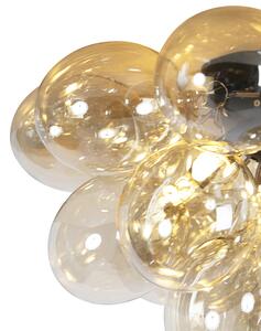 Designerski Plafon / Lampy sufitowe czarny szkło bursztynowe 6-źródeł światła - Uvas Oswietlenie wewnetrzne