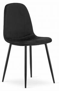 Czarne aksamitne krzesło COMO z czarnymi nogami