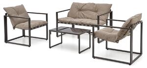 Beżowy zestaw ogrodowy sofa + 2 fotele + ława C8-W03