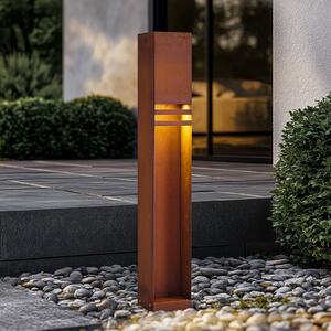 Słupek oświetleniowy LED Oxido Lucande, brązowy / rdzawy, metal, nowoczesny