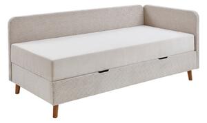 Beżowe tapicerowane łóżko jednoosobowe ze schowkiem 90x200 cm Cabana – Meise Möbel