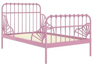 Różowe metalowe łóżko rosnące z dzieckiem 80x130/200 cm K4-N75