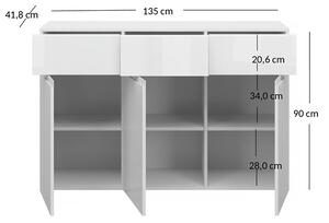 Biała komoda z szufladami i półkami - Kenai 4X