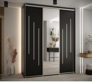 Szafa przesuwna wysoka Davos 9 200, gł. 60 cm czarny + czarny + srebrny