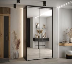 Szafa przesuwna wysoka Davos 2 140, gł. 45 cm czarny + czarny + srebrny