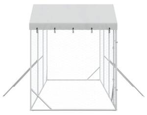 Kojec dla psa, z dachem, srebrny, 6x2x2,5 m, stal galwanizowana