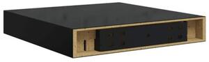 Półki ścienne 4 szt., czarne, wysoki połysk, 23x23,5x3,8 cm mdf