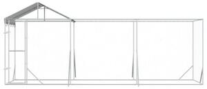 Kojec dla psa, z dachem, srebrny, 6x2x2,5 m, stal galwanizowana