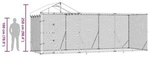 Kojec dla psa, z dachem, srebrny, 6x2x2,5 m, stal galwanizowana