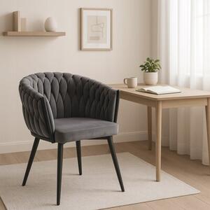 Nowoczesne stylowe krzesło jadalnia salon welur glamour KT220 szare