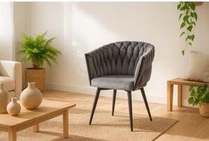 Nowoczesne stylowe krzesło jadalnia salon welur glamour KT220 szare