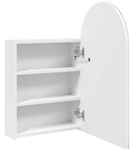 Szafka łazienkowa z lustrem i LED, łukowa, biała, 42x13x70 cm
