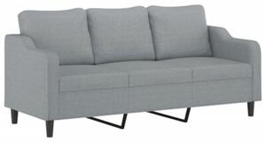 Sofa 3-osobowa z poduszkami, jasnoszara, 180 cm, tkanina