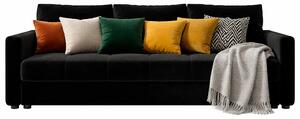 Czarna welurowa sofa rozkładana W3-M28