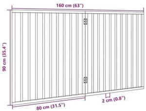 Bramka dla psa składana 2 panele 160 cm drewno topolowe