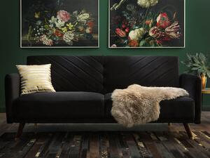 Sofa rozkładana welurowa 3-osobowa z funkcją spania retro czarna Senja Beliani