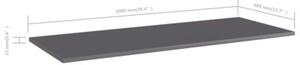 Półki na książki, 4 szt., wysoki połysk, szare, 100x40x1,5 cm
