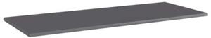 Półki na książki, 4 szt., wysoki połysk, szare, 100x40x1,5 cm