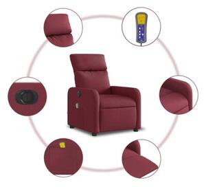 RozkÅadany fotel masujÄ cy, elektryczny, winna czerwieÅ, tkanina