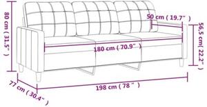 Sofa, 3-osobowa kremowa, 180 cm, tapicerowana tkaninÄ
