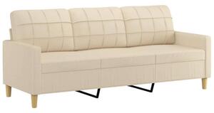Sofa, 3-osobowa kremowa, 180 cm, tapicerowana tkaninÄ