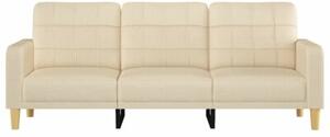 Sofa, 3-osobowa kremowa, 180 cm, tapicerowana tkaninÄ
