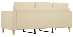 Sofa, 3-osobowa kremowa, 180 cm, tapicerowana tkaninÄ
