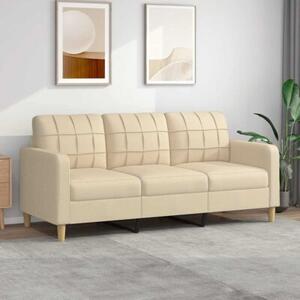 Sofa, 3-osobowa kremowa, 180 cm, tapicerowana tkaninÄ