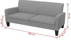 Kanapa 3-osobowa, jasnoszara, 180 x 65 x 76 cm
