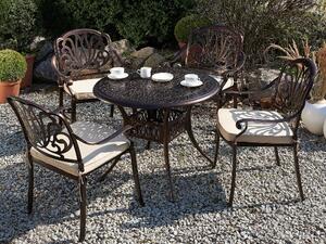 Zestaw obiadowy do ogrodu stół i 4 krzesła z poduszkami aluminium brąz Ancona Beliani